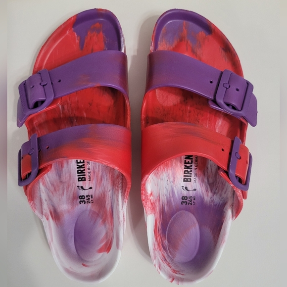 Birkenstock Women Red ,white and Purple Sandals Size 38 - Picture 5 of 9